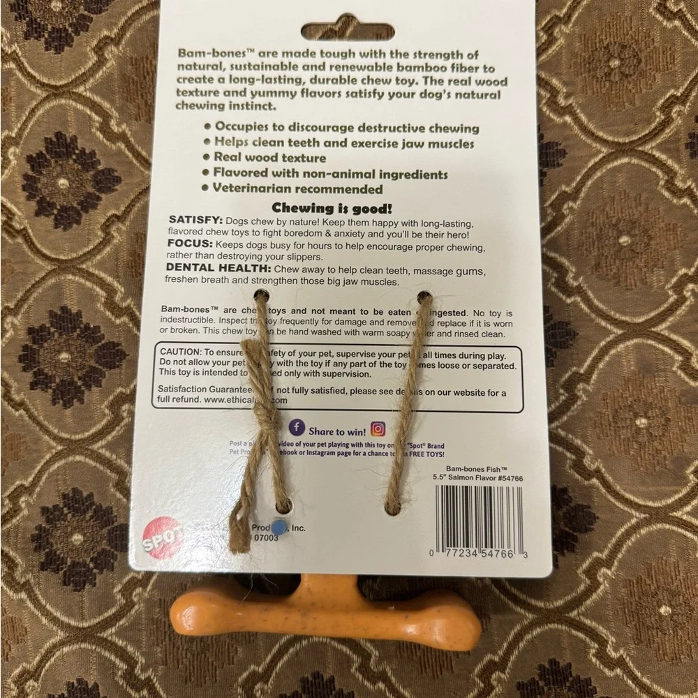 New Spot Bam-bones Salmon Flavor Dog Chew Toy